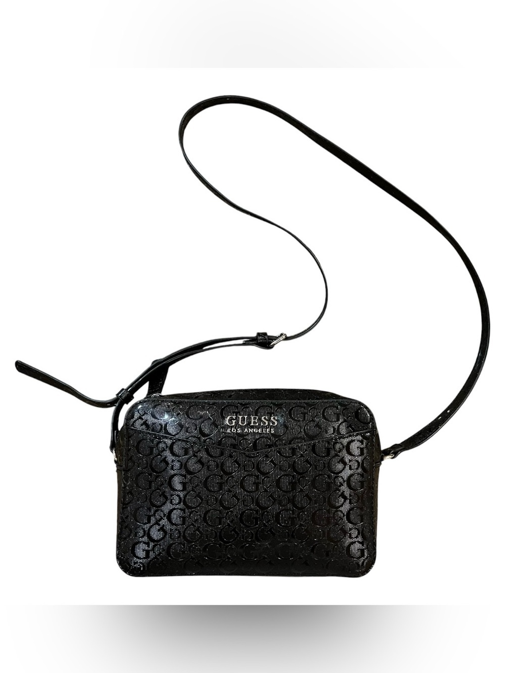 GUESS Los Angeles Black Embossed Logo Crossbody Bag NWOT